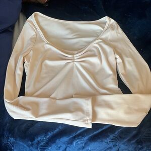 SHEIN Cream Ribbed Long Sleeve Top